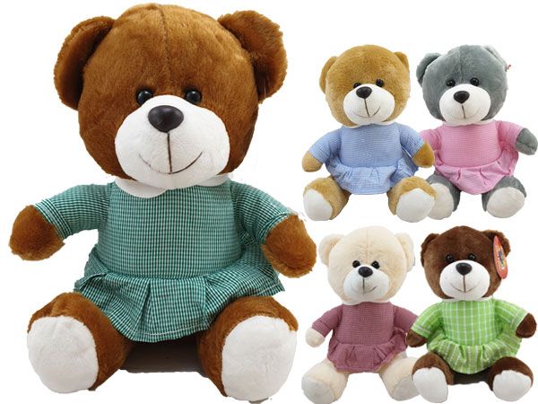 25cm Sitting Soft Teddy Bear In A Dress...Assorted Picked At Random